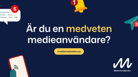Banner med texten "Är du en medveten medieanvändare?"